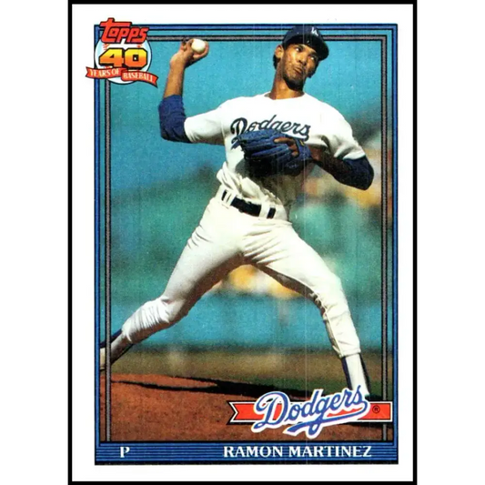 1991 Topps #340 Ramon Martinez NM-MT Los Angeles Dodgers Baseball Card - Baseball Card Single