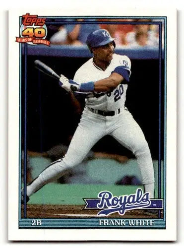 Original gloss Frank White Kansas baseball card from 1991 Topps Kansas City Royals