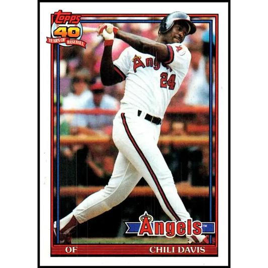 1991 Topps #355 Chili Davis NM-MT California Angels Baseball Card - Baseball Card Single
