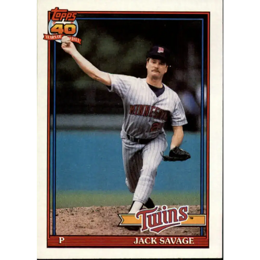 1991 Topps #357 Jack Savage NM-MT Minnesota Twins Baseball Card - Baseball Card Single