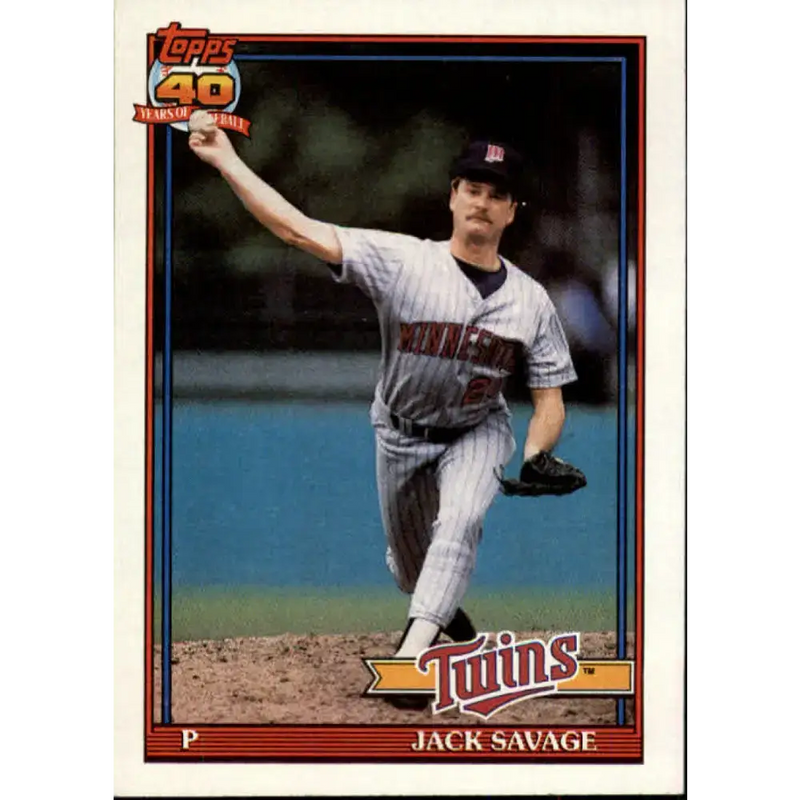 1991 Topps #357 Jack Savage NM-MT Minnesota Twins Baseball Card - Baseball Card Single