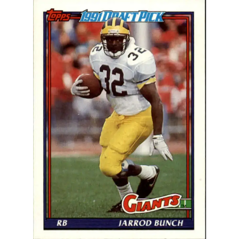 1991 Topps #36 Jarrod Bunch NM-MT RC Rookie New York Giants Football Card - Football Card Single