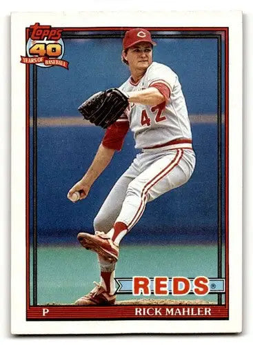 Rick Mahler Cincinnati Reds baseball card from 1991 Topps #363, EX/NM condition