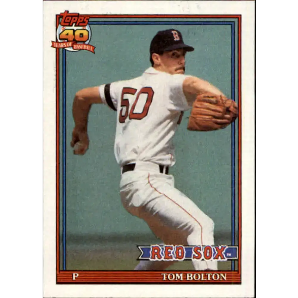 1991 Topps #37 Tom Bolton NM-MT Boston Red Sox Baseball Card - Baseball Card Single