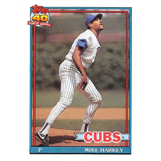 1991 Topps #376 Mike Harkey NM-MT Chicago Cubs Baseball Card - Baseball Card Single