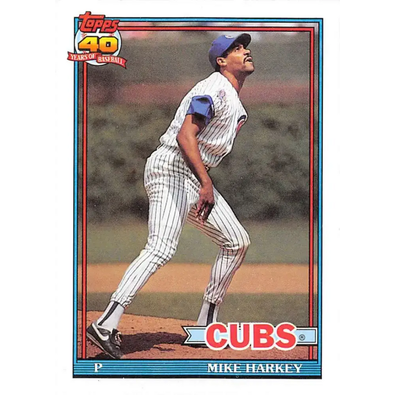 1991 Topps #376 Mike Harkey NM-MT Chicago Cubs Baseball Card - Baseball Card Single