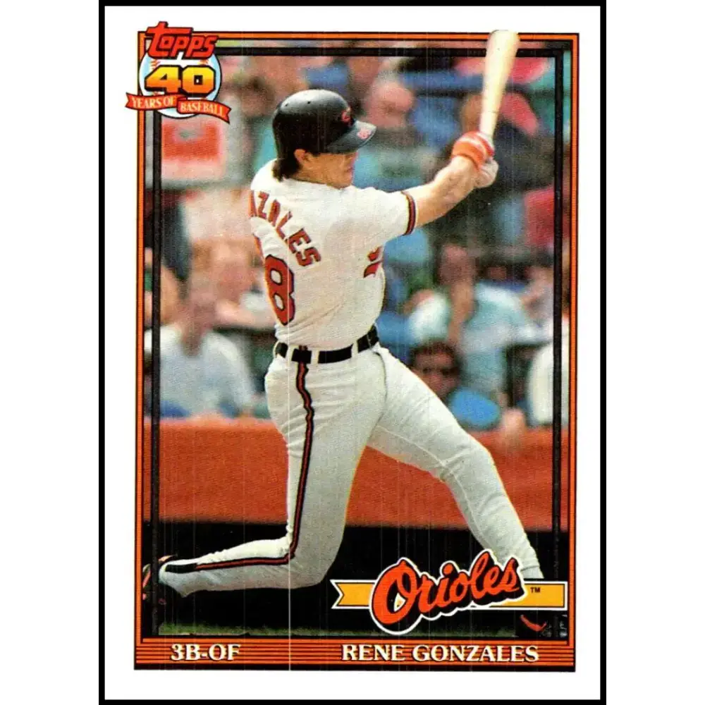 1991 Topps #377 Rene Gonzales NM-MT Baltimore Orioles Baseball Card - Baseball Card Single
