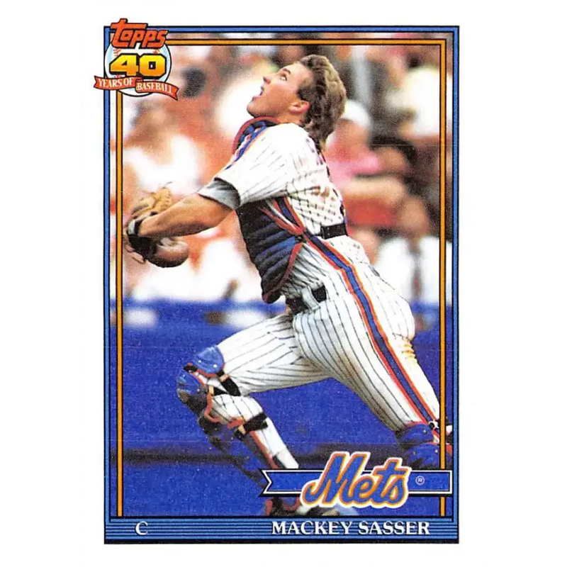 1991 Topps #382 Mackey Sasser NM-MT New York Mets Baseball Card - Baseball Card Single