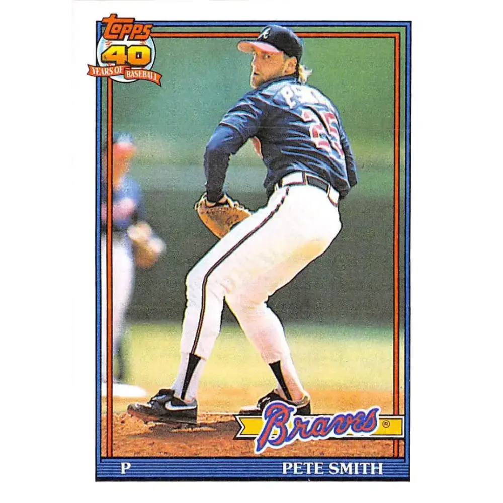 1991 Topps #383 Pete Smith NM-MT Atlanta Braves Baseball Card - Baseball Card Single