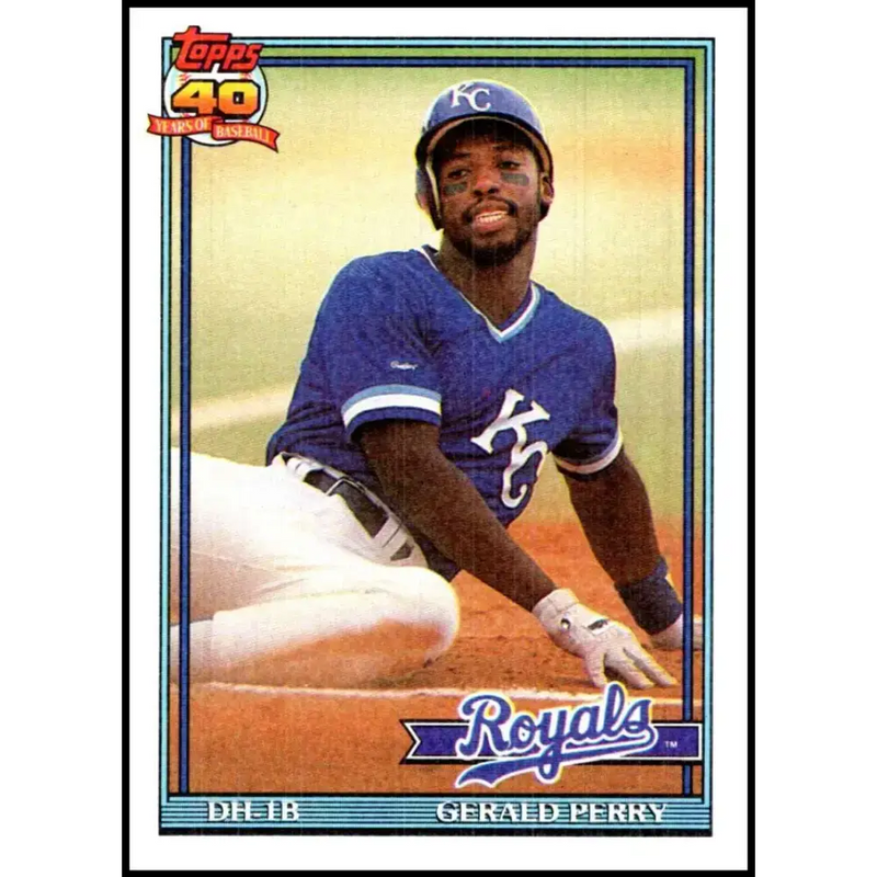 1991 Topps #384 Gerald Perry NM-MT Kansas City Royals Baseball Card - Baseball Card Single