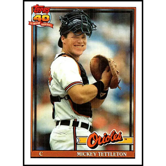 1991 Topps #385 Mickey Tettleton NM-MT Baltimore Orioles Baseball Card - Baseball Card Single