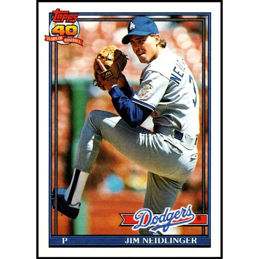1991 Topps #39 Jim Neidlinger NM-MT RC Rookie Los Angeles Dodgers Baseball Card - Baseball Card Single