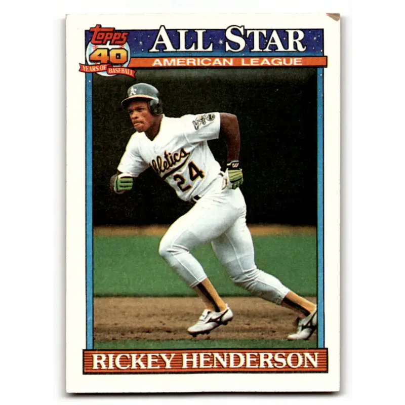 1991 Topps #391 Rickey Henderson NM-MT Oakland Athletics Baseball Card - Baseball Card Single