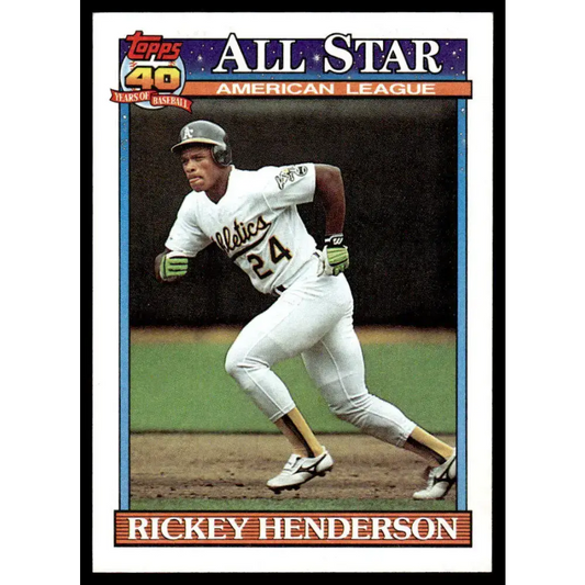 1991 Topps #391 Rickey Henderson NM-MT Oakland Athletics Baseball Card - Baseball Card Single