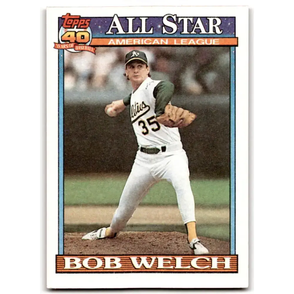 1991 Topps #394 Bob Welch NM-MT Oakland Athletics Baseball Card - Baseball Card Single