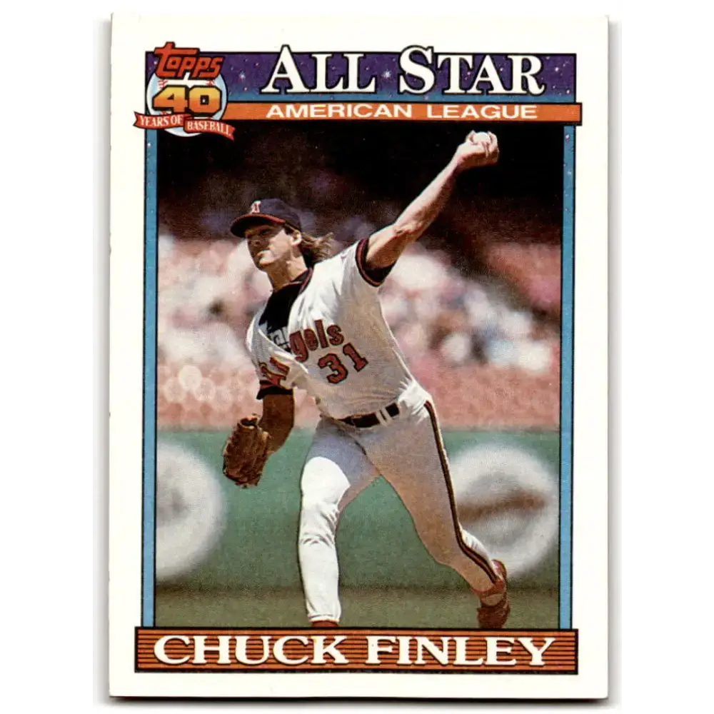 1991 Topps #395 Chuck Finley NM-MT California Angels Baseball Card - Baseball Card Single