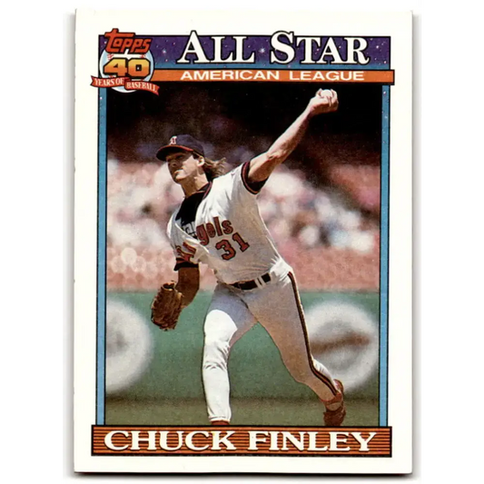 1991 Topps #395 Chuck Finley NM-MT California Angels Baseball Card - Baseball Card Single