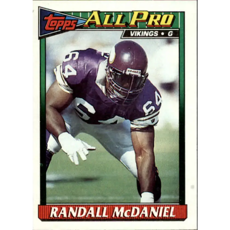 1991 Topps #396 Randall McDaniel NM-MT Minnesota Vikings Football Card - Football Card Single