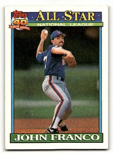 Original gloss John Franco Mets baseball cards from 1991 Topps #407 collectible