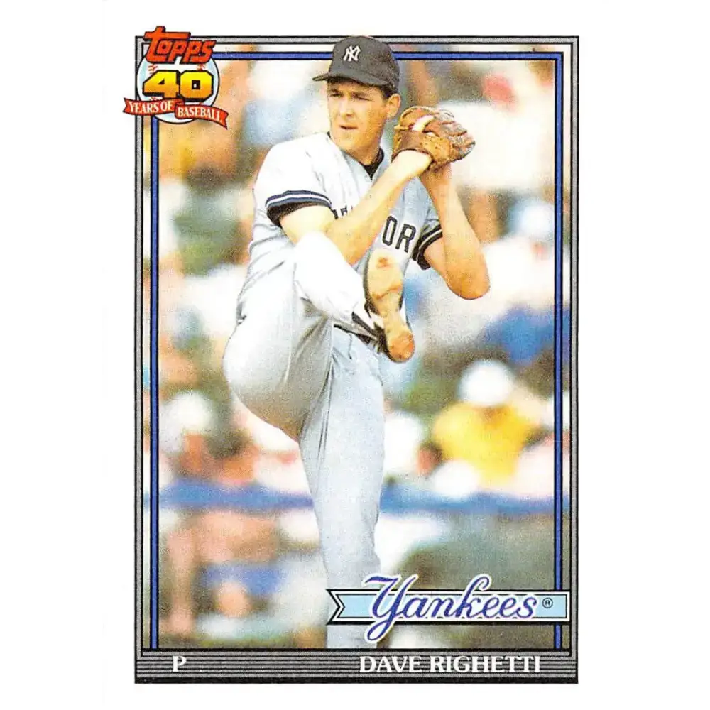 1991 Topps #410 Dave Righetti NM-MT New York Yankees Baseball Card - Baseball Card Single