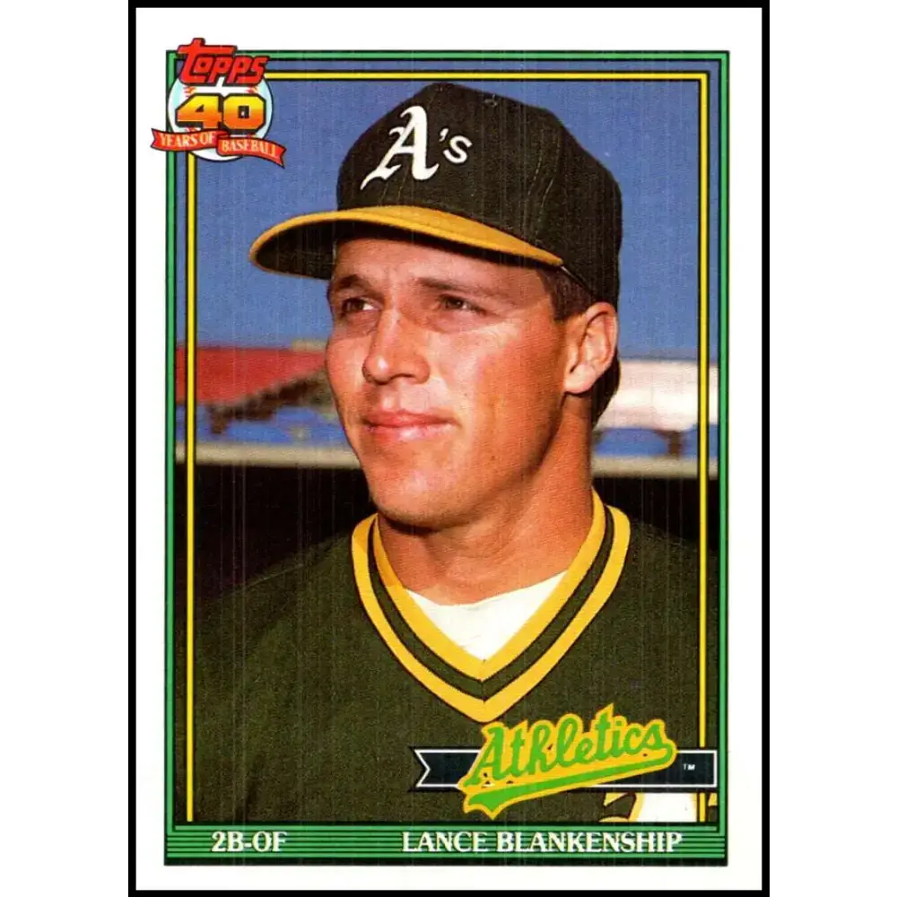 1991 Topps #411 Lance Blankenship NM-MT Oakland Athletics Baseball Card - Baseball Card Single