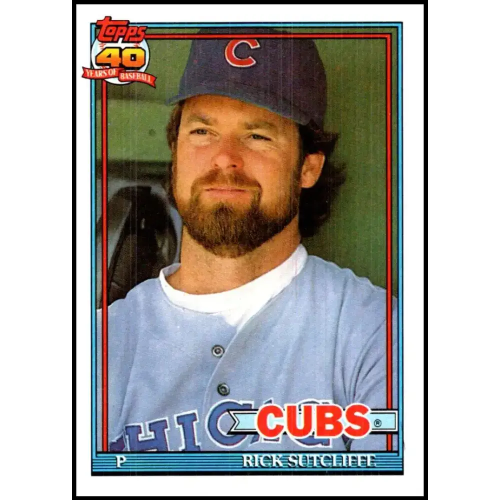 1991 Topps #415 Rick Sutcliffe NM-MT Chicago Cubs Baseball Card - Baseball Card Single