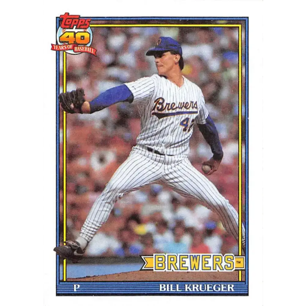 1991 Topps #417 Bill Krueger NM-MT Milwaukee Brewers Baseball Card - Baseball Card Single