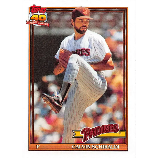 1991 Topps #424 Calvin Schiraldi NM-MT San Diego Padres Baseball Card - Baseball Card Single