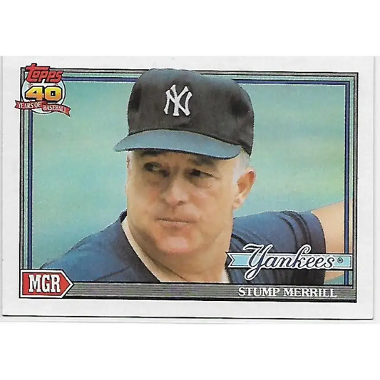 1991 Topps #429 Stump Merrill NM-MT New York Yankees Baseball Card - Baseball Card Single