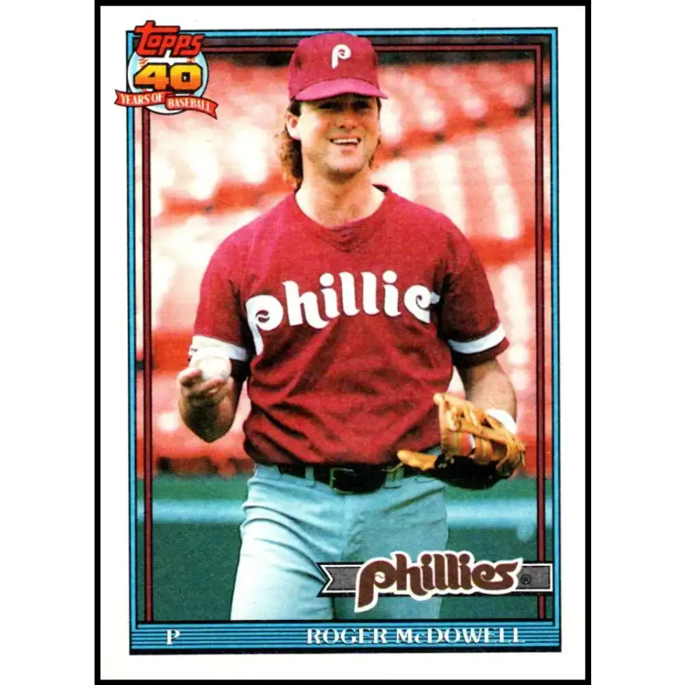 1991 Topps #43 Roger McDowell NM-MT Philadelphia Phillies Baseball Card - Baseball Card Single