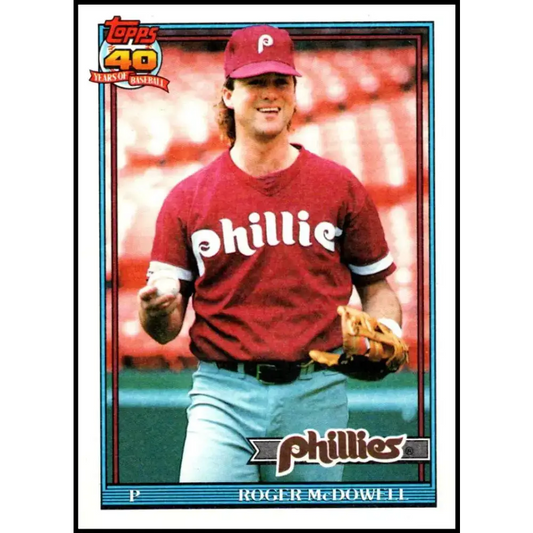 1991 Topps #43 Roger McDowell NM-MT Philadelphia Phillies Baseball Card - Baseball Card Single