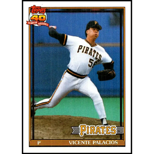 1991 Topps #438 Vicente Palacios NM-MT Pittsburgh Pirates Baseball Card - Baseball Card Single