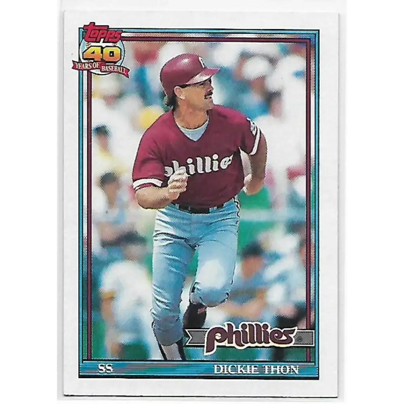 1991 Topps #439 Dickie Thon NM-MT Philadelphia Phillies Baseball Card - Baseball Card Single