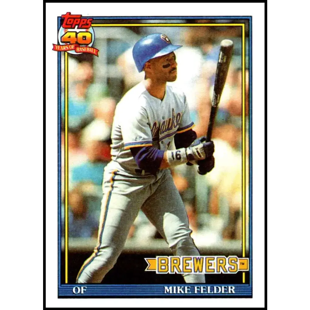 1991 Topps #44 Mike Felder NM-MT Milwaukee Brewers Baseball Card - Baseball Card Single