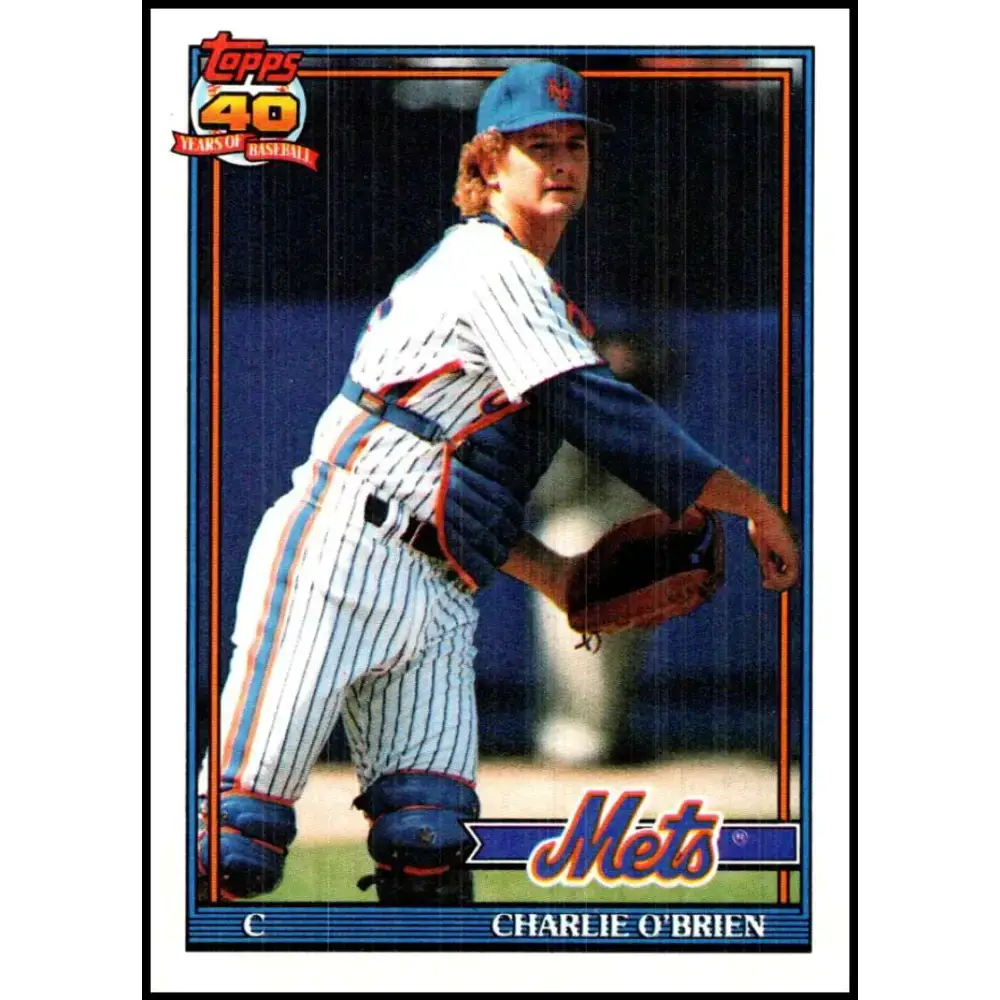 1991 Topps #442 Charlie O’Brien NM-MT New York Mets Baseball Card - Baseball Card Single