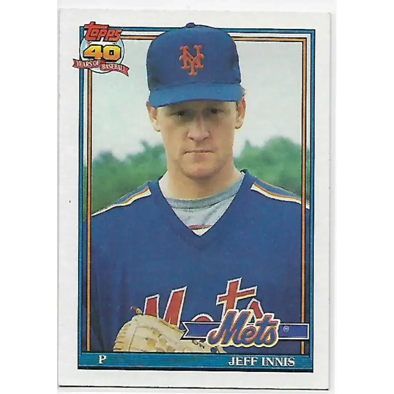 1991 Topps #443 Jeff Innis NM-MT New York Mets Baseball Card - Baseball Card Single