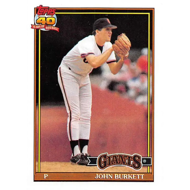 1991 Topps #447 John Burkett NM-MT San Francisco Giants Baseball Card - Baseball Card Single