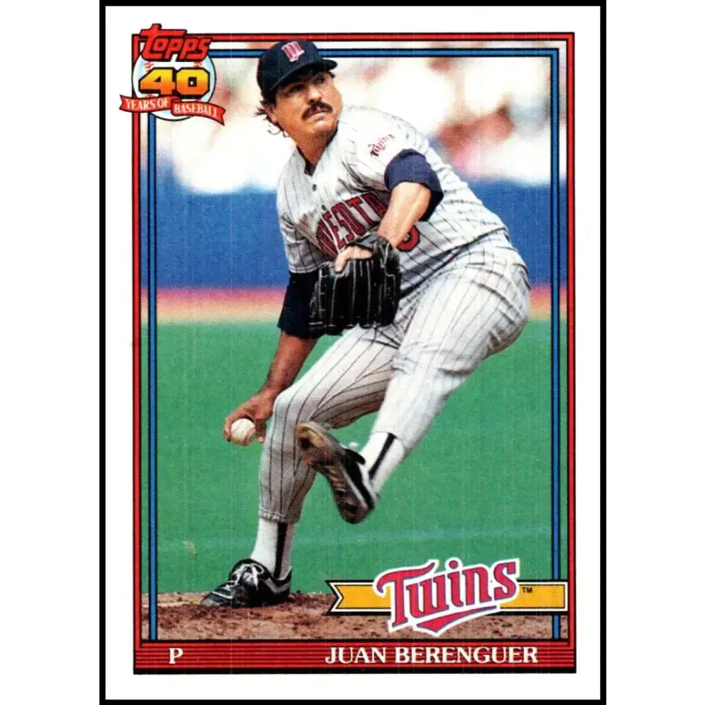 1991 Topps #449 Juan Berenguer NM-MT Minnesota Twins Baseball Card - Baseball Card Single
