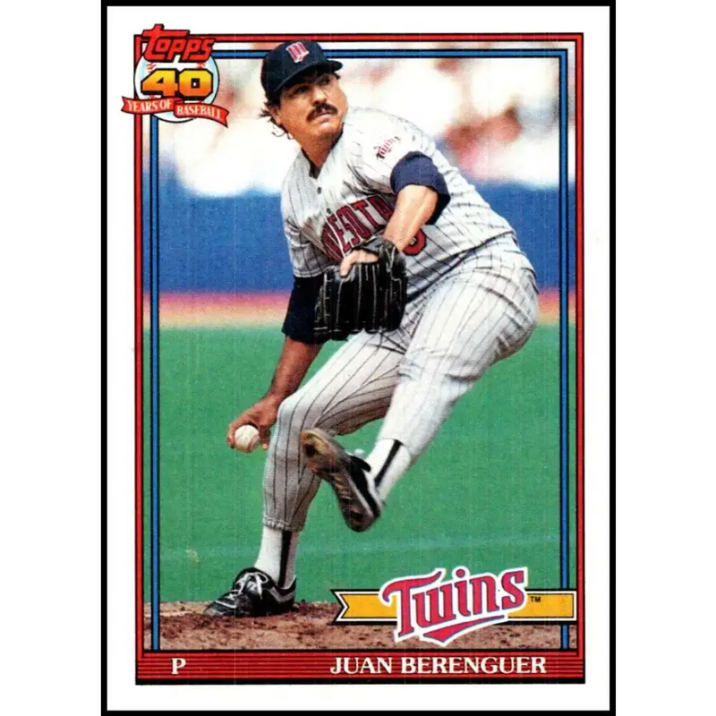 1991 Topps #449 Juan Berenguer NM-MT Minnesota Twins Baseball Card - Baseball Card Single
