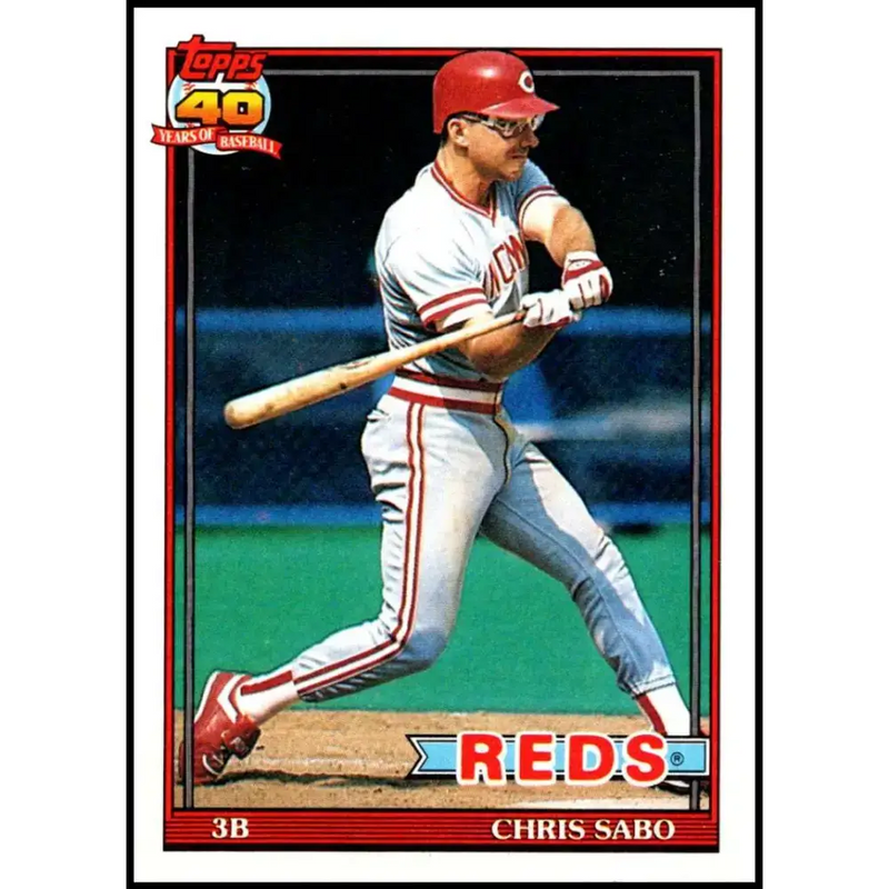 1991 Topps #45 Chris Sabo NM-MT Cincinnati Reds Baseball Card - Baseball Card Single
