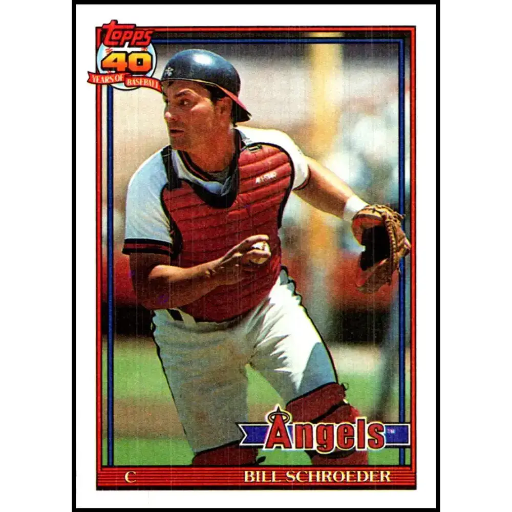 1991 Topps #452 Bill Schroeder NM-MT California Angels Baseball Card - Baseball Card Single