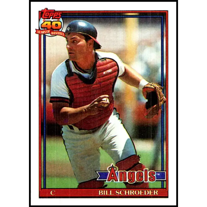 1991 Topps #452 Bill Schroeder NM-MT California Angels Baseball Card - Baseball Card Single