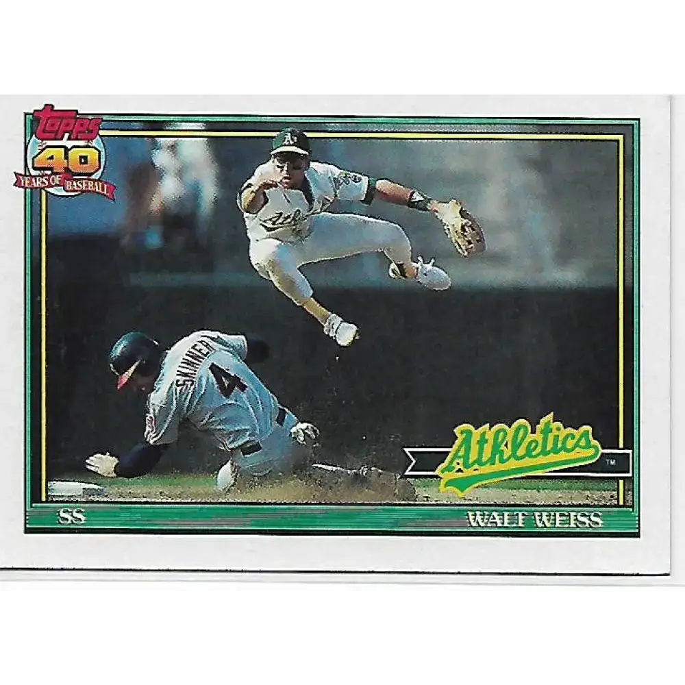 1991 Topps #455 Walt Weiss NM-MT Oakland Athletics Baseball Card - Baseball Card Single