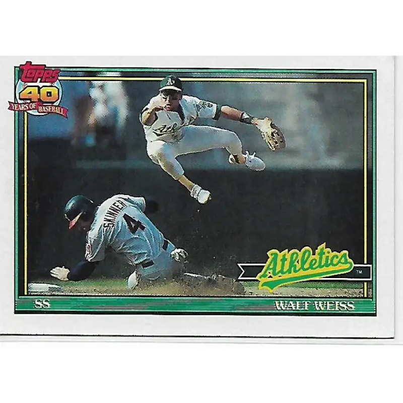 1991 Topps #455 Walt Weiss NM-MT Oakland Athletics Baseball Card - Baseball Card Single