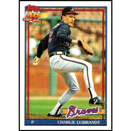 1991 Topps #456 Charlie Leibrandt NM-MT Atlanta Braves Baseball Card - Baseball Card Single