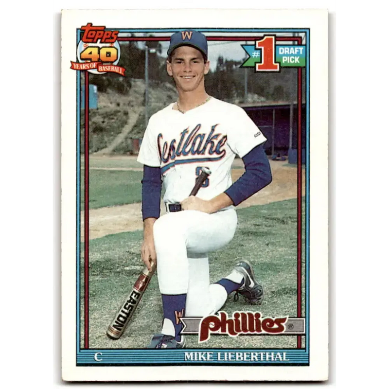 1991 Topps #471 Mike Lieberthal NM-MT RC Rookie Philadelphia Phillies Baseball Card - Baseball Card Single