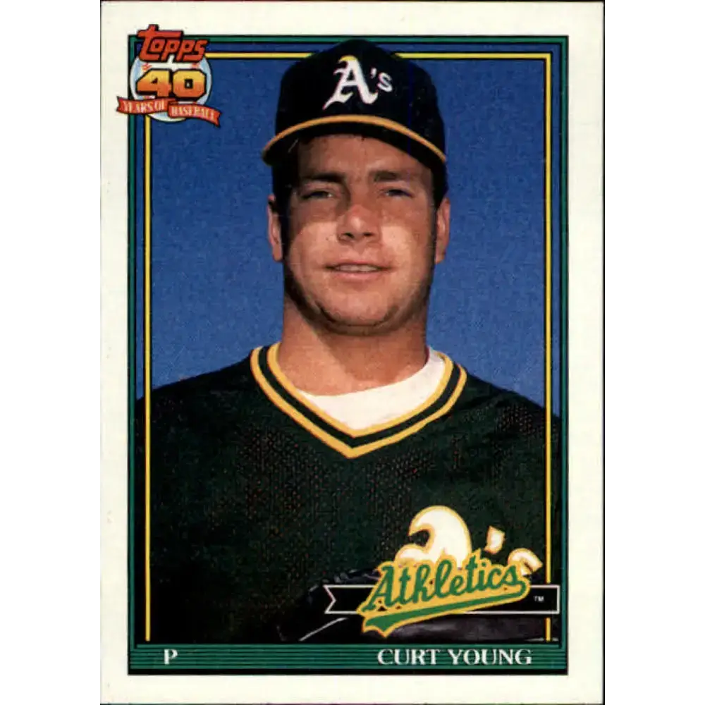 1991 Topps #473 Curt Young NM-MT Oakland Athletics Baseball Card - Baseball Card Single