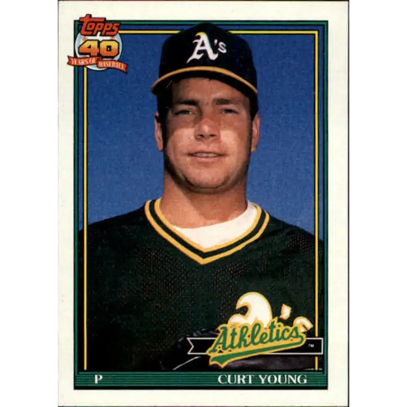 1991 Topps #473 Curt Young NM-MT Oakland Athletics Baseball Card - Baseball Card Single