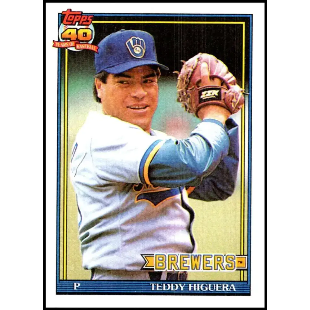 1991 Topps #475 Teddy Higuera NM-MT Milwaukee Brewers Baseball Card - Baseball Card Single