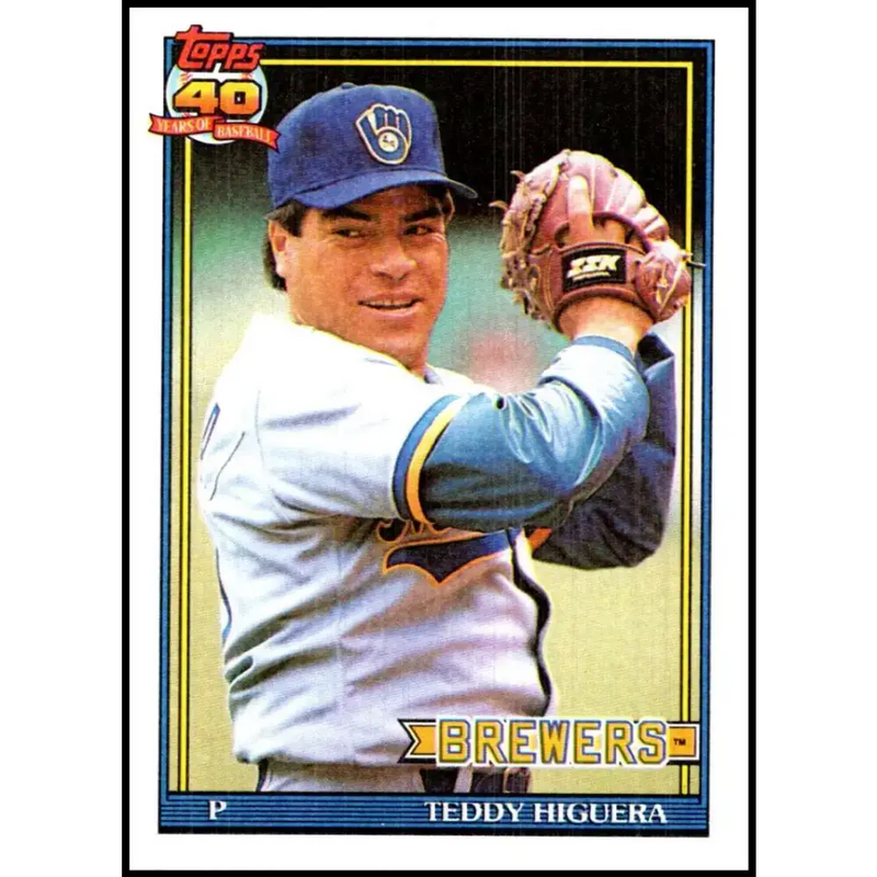 1991 Topps #475 Teddy Higuera NM-MT Milwaukee Brewers Baseball Card - Baseball Card Single